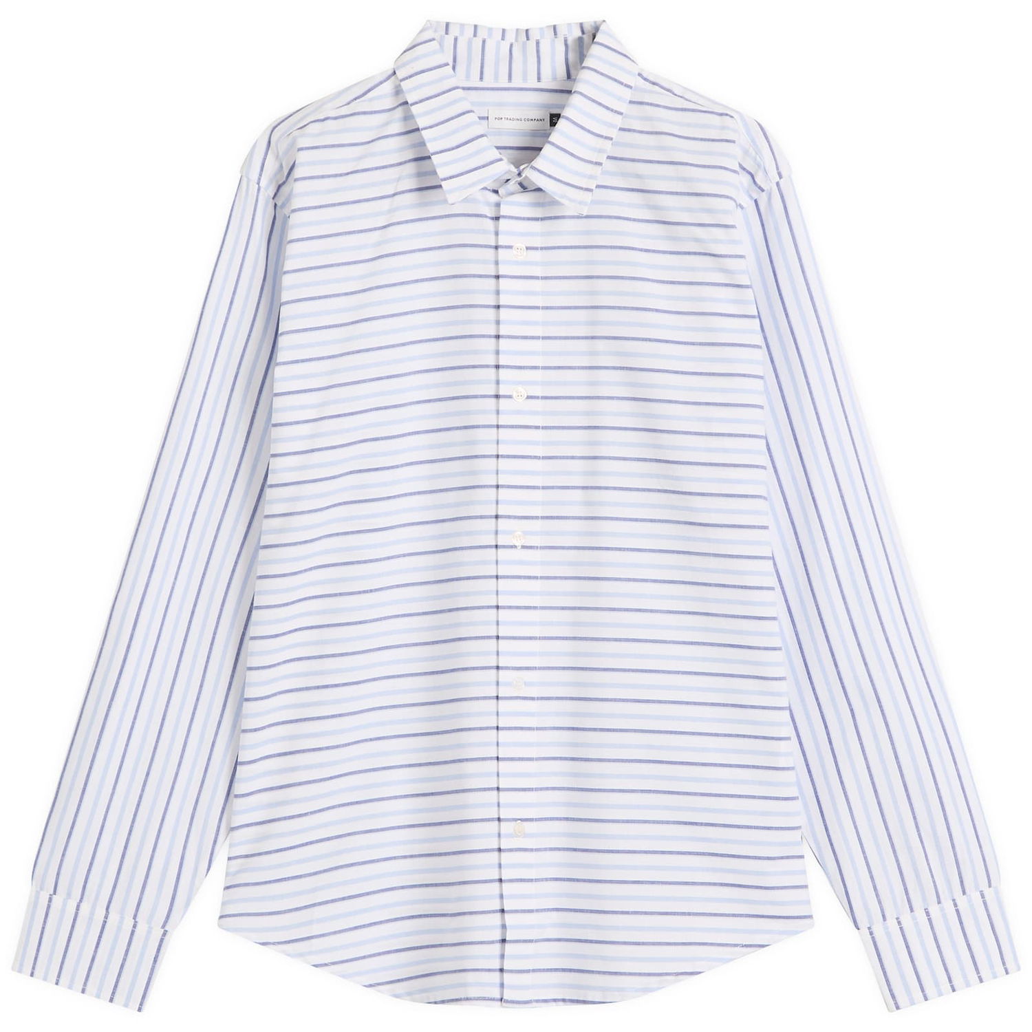 Skjorte Pop Trading Company Striped Linen Shirt, Size Large Blå | POPSS25-03-006, 0