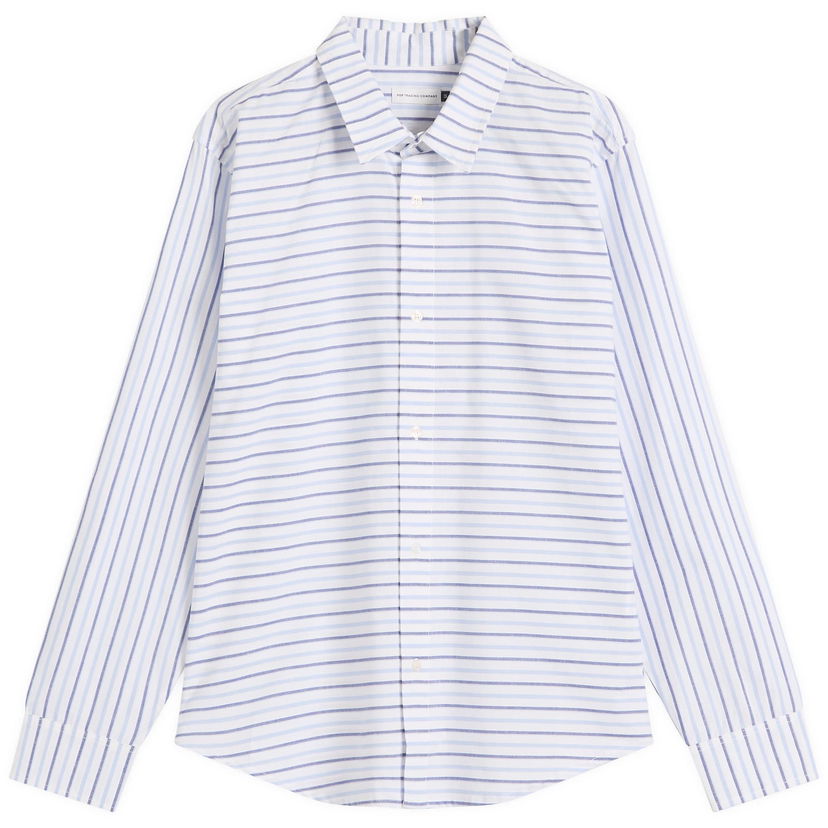 Skjorte Pop Trading Company Striped Linen Shirt, Size Large Blå | POPSS25-03-006
