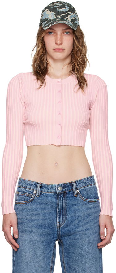 Sweater Alexander Wang Alexander Wang Shrunken Button Cardigan Lyserød | 4KC3243025, 0