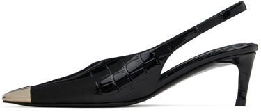 Sneakers og sko Anine Bing Croc-Embossed Slingback Pumps Sort | A-14-10397-010, 2