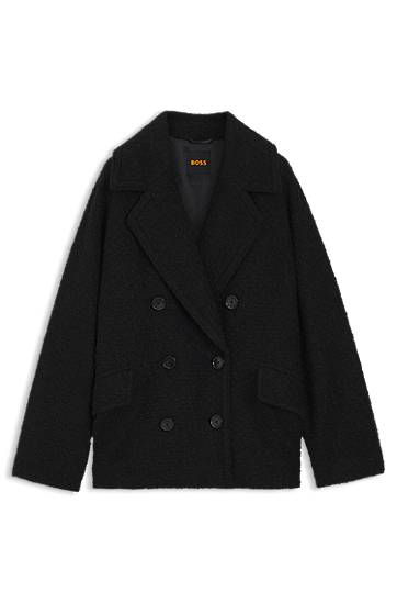 Frakker BOSS Boxy-fit Caban coat with bouclé texture Sort | 50548664, 0