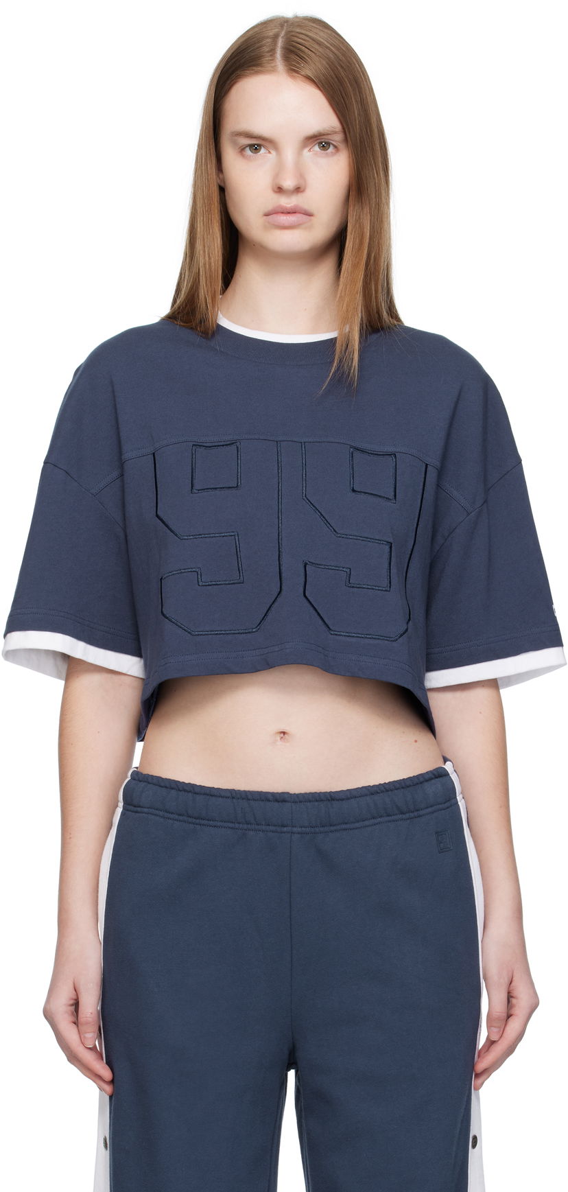 Crop top Ksubi Ksubi '99' Boyfriend Cropped T-Shirt Mørkeblå | WFA25TE001