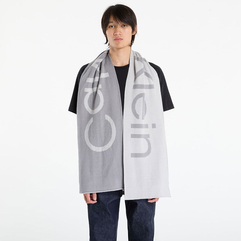 Tørklæde CALVIN KLEIN Calvin Klein Bold Logo 2-Tone Wool Scarf Grå | LV04D8030G QBW