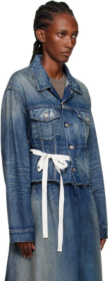 Jakke Maison Margiela MM6 Maison Margiela Cropped Denim Jacket with Tie Blå | S52AM0340 M30017, 1