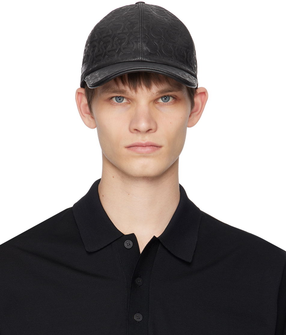 Kasket FERRAGAMO Leather Baseball Cap Sort | 751009, 0