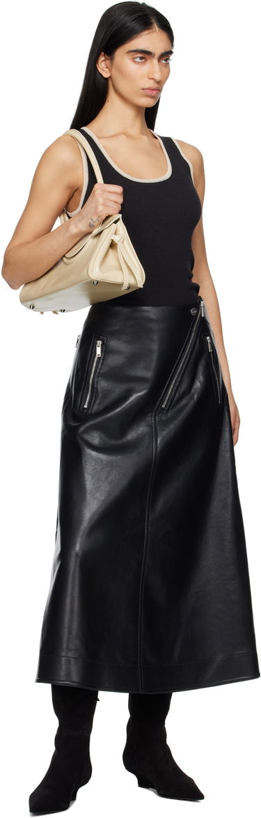 Nederdel Nanushka Nanushka Aleka Regenerated Leather Midi Skirt Sort | NW25RSSK13899, 3