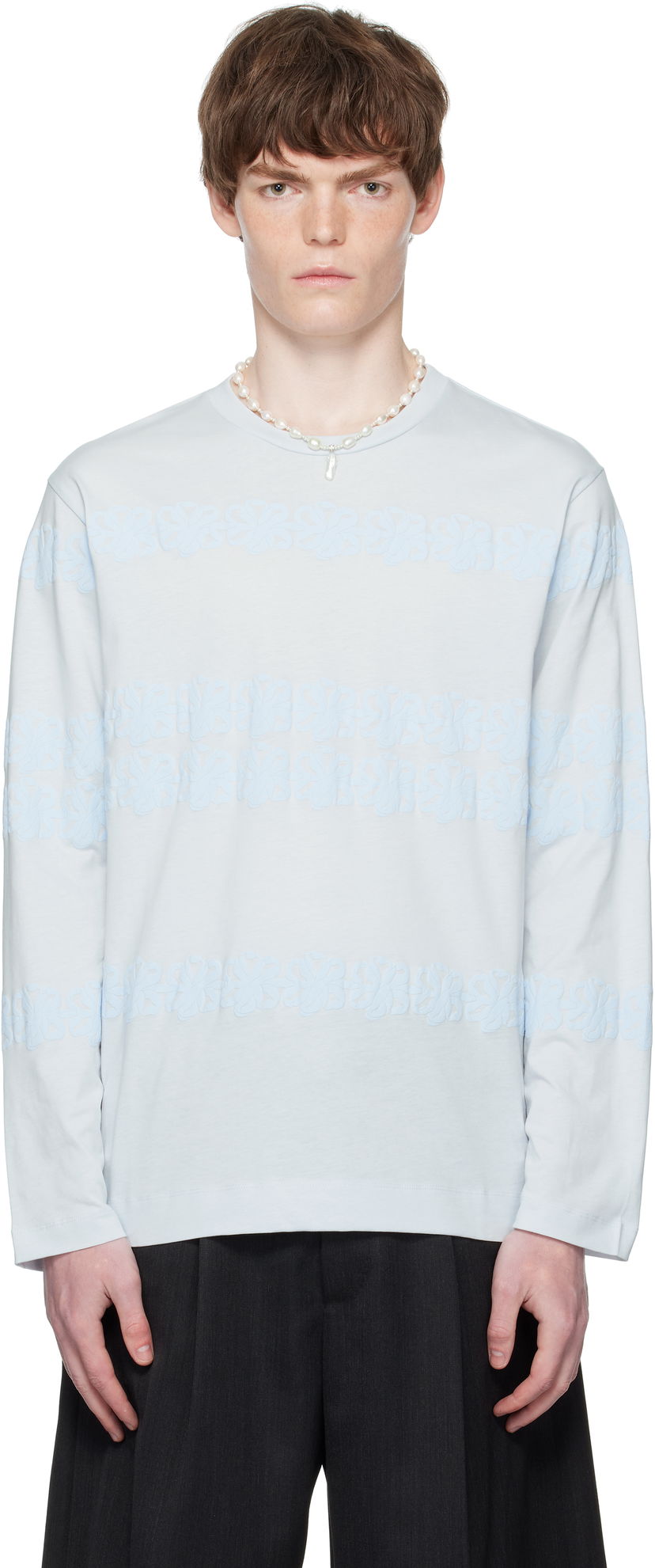 T-shirt Simone Rocha Simone Rocha Daisy Chain Print Long Sleeve T-shirt Blå | 5194P47P48-M 0569