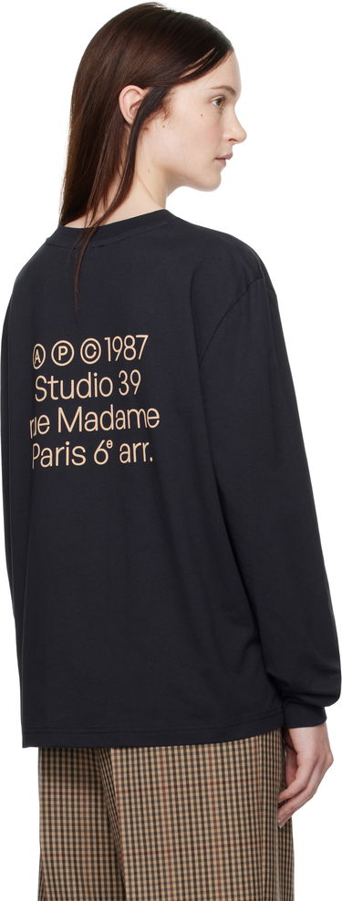 T-shirt A.P.C. Long Sleeve Adresse T-Shirt Mørkeblå | COHBM-M26438, 2