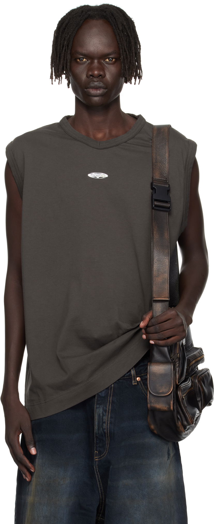 Tanktop VETEMENTS Vetements Oval Logo Jersey Tank Top Grå | UH76TR550C