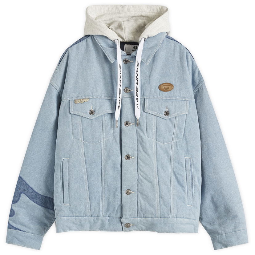 Jakke AAPE by A Bathing Ape AAPE Padded Denim Jacket, Size Large Blå | AAPJKM7679XXNBLL