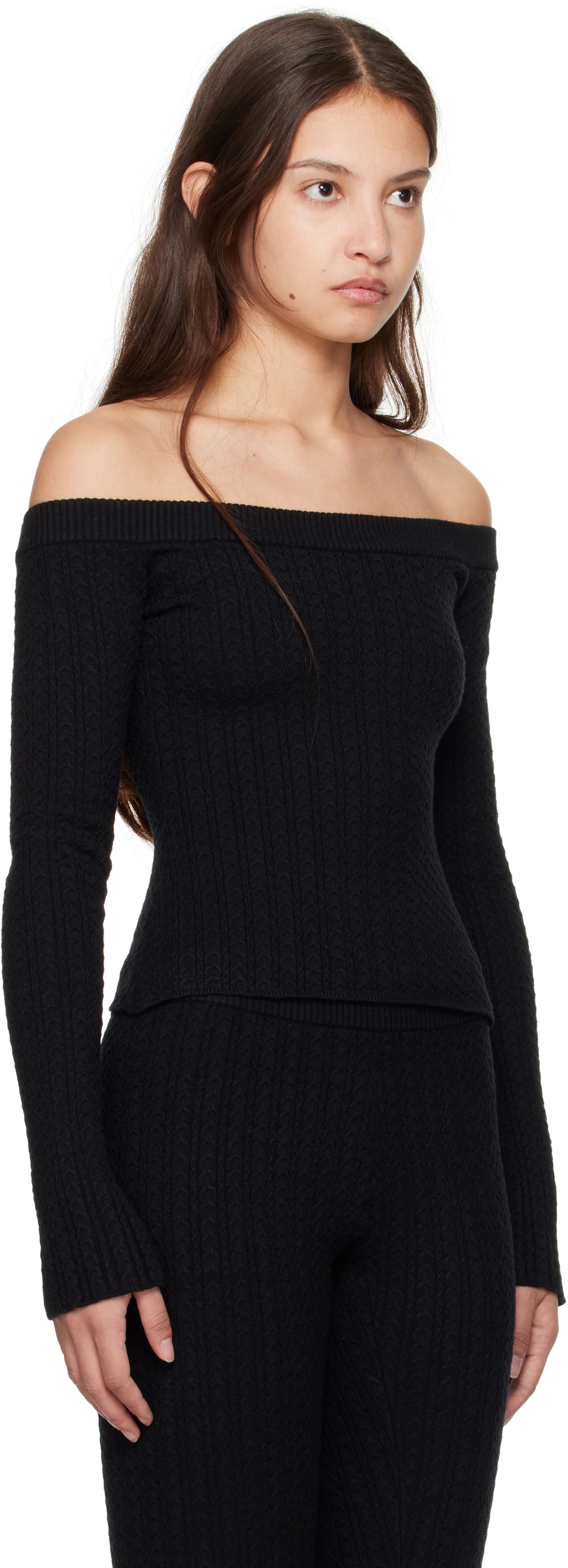 Sweater GUIZIO Guizio Mia Off-the-Shoulder Knit Top Sort | H24107S047, 1