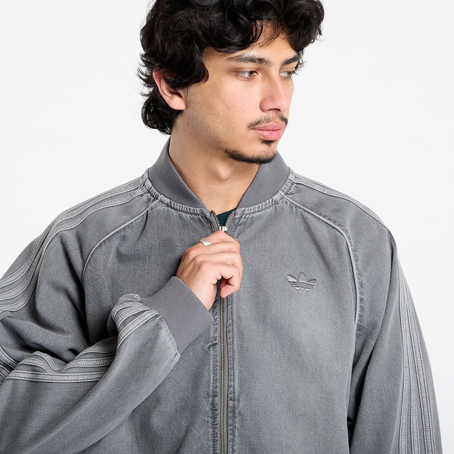 Bomberjakke adidas Performance Adicolor Loose SST Denim Track Jacket Grå | JW5915, 1