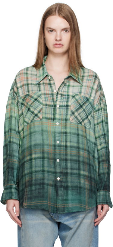 Skjorte R13 R13 Drop Neck Plaid Work Shirt Grøn | R13WR015-R556B, 0