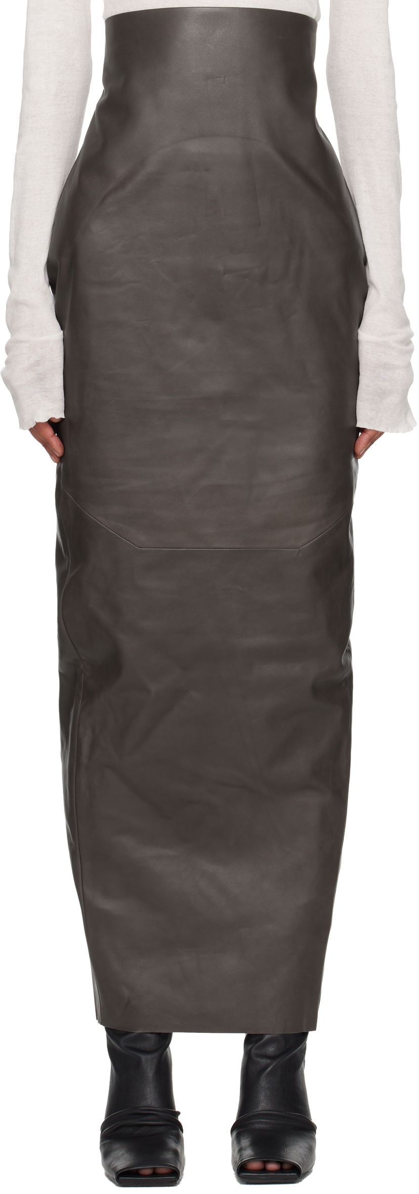 Nederdel Rick Owens Rick Owens Concordians Pillar Leather Maxi Skirt Grå | RP02E4344 LBY