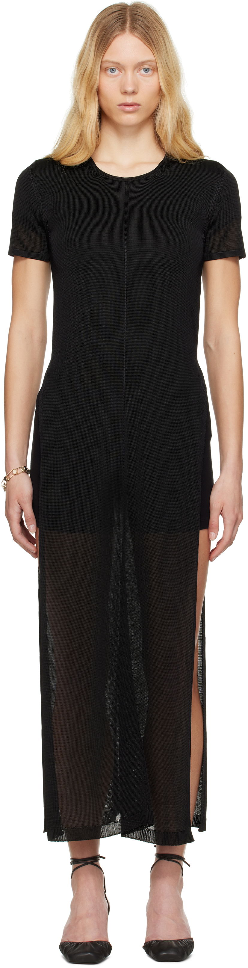 Kjole LEMAIRE Lemaire Column Slits Midi Dress Sort | DR1104 LK1037
