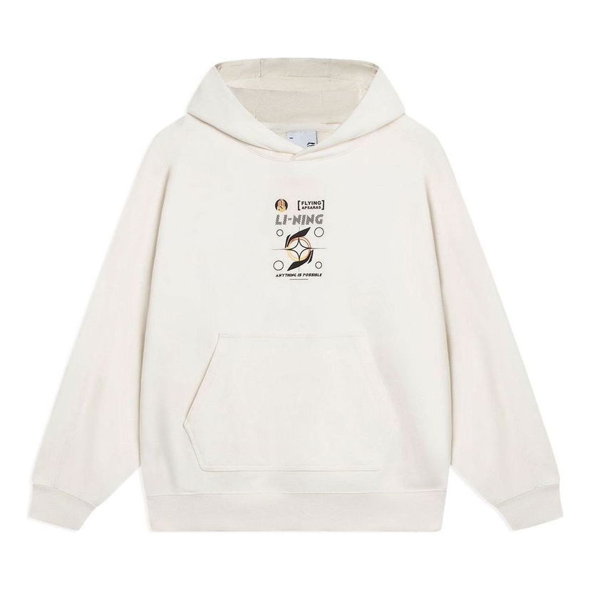 Sweatshirt Li-Ning Logo Print Hoodie Hvid | AWDT065-3