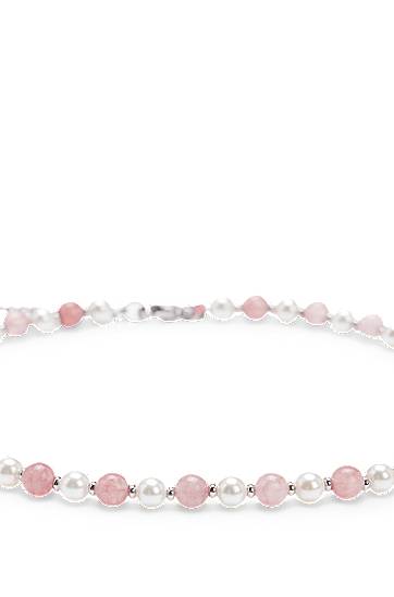 Halskæde BOSS Adjustable Pearl and Pink Stone Necklace Lyserød | 50532472, 1
