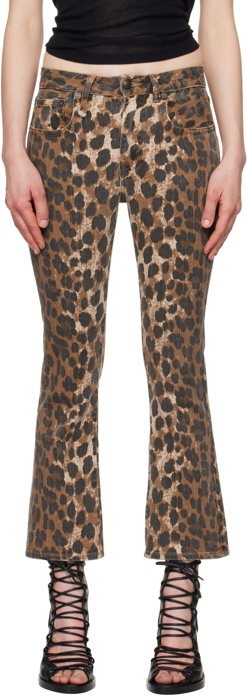 Jeans R13 R13 Leopard Print Kick Fit Jeans Brun | R13W0009-D278A