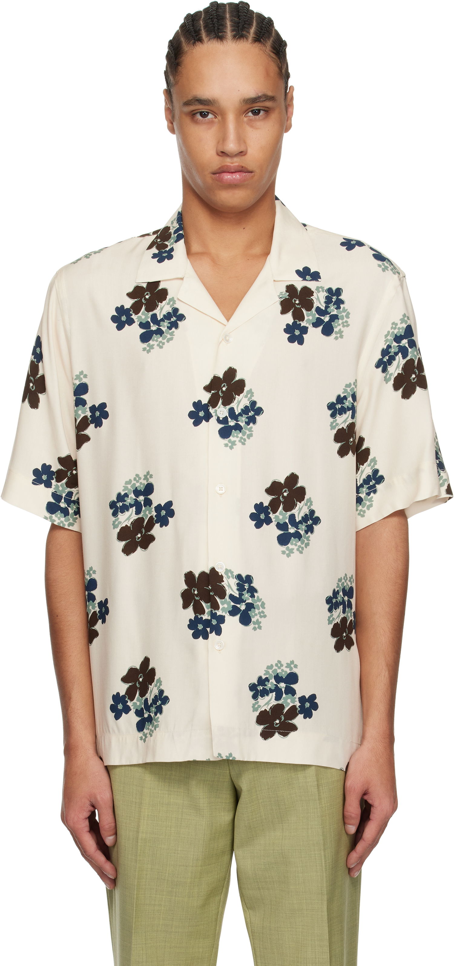 Skjorte Paul Smith Paul Smith Floral Print Regular Fit Shirt Beige | M1R-905U-P02578-04, 0