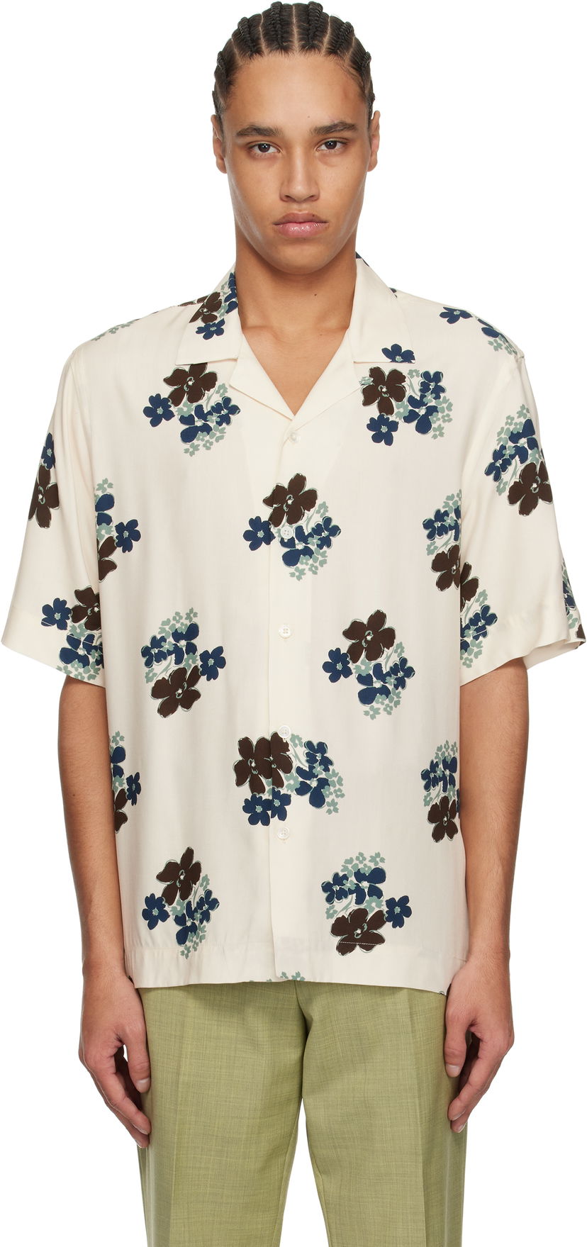 Skjorte Paul Smith Paul Smith Floral Print Regular Fit Shirt Beige | M1R-905U-P02578-04