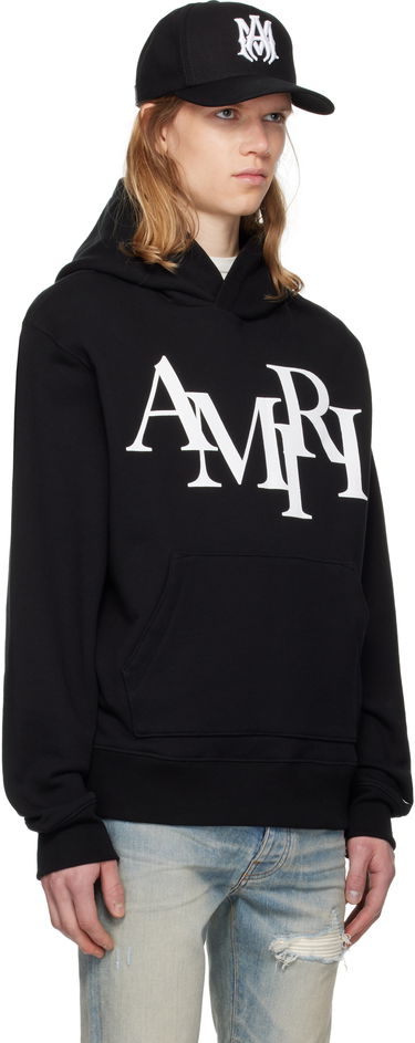 Sweatshirt AMIRI Staggered Logo Print Hoodie Sort | AMJYHD1094, 1