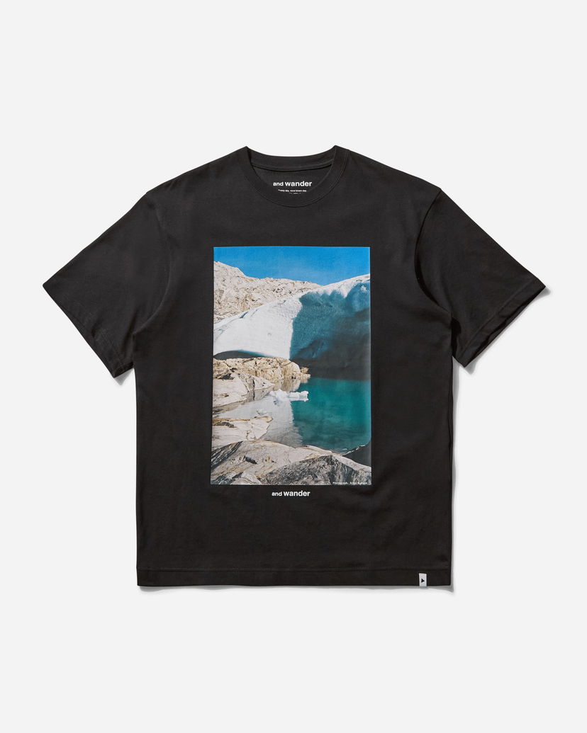 T-shirt and wander Glacier Printed T-Shirt Sort | 5745184113 010