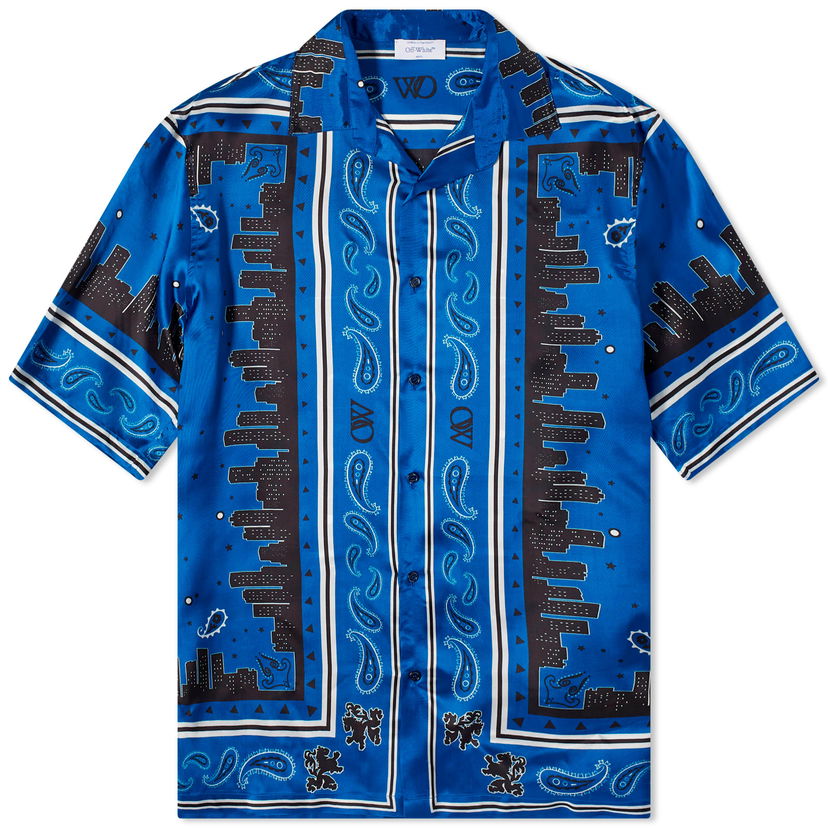Skjorte Off-White Bandana Vacation Shirt Blå | OMGG013S24FAB0034646