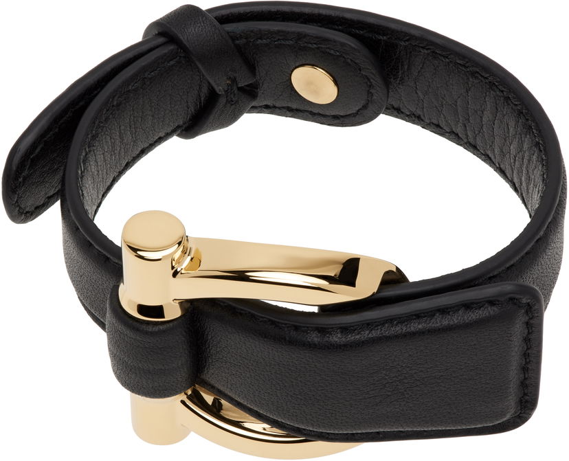 Armbånd FERRAGAMO Salvatore Ferragamo Gancini Leather Bracelet Sort | 780852