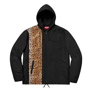 Vindjakke Supreme Supreme Cheetah Hooded Station Jacket Sort | SUP-SS19-617