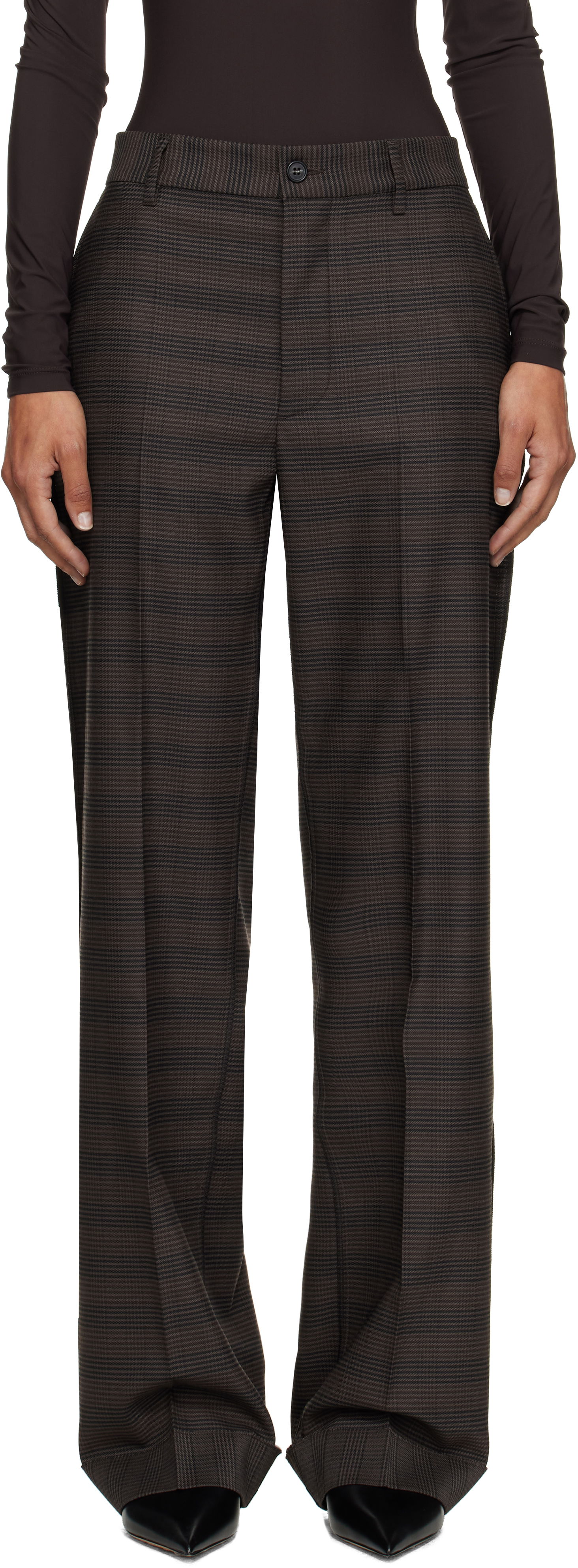 Bukser Maison Margiela MM6 Maison Margiela Checked Tailoring Trousers Brun | S52KA0536 M35475, 0