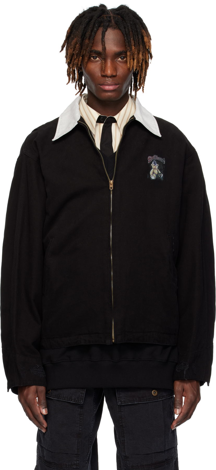 Jakke We11done We11done Punk Teddy Work Jacket Sort | WD-JK0-25-040-U-BK