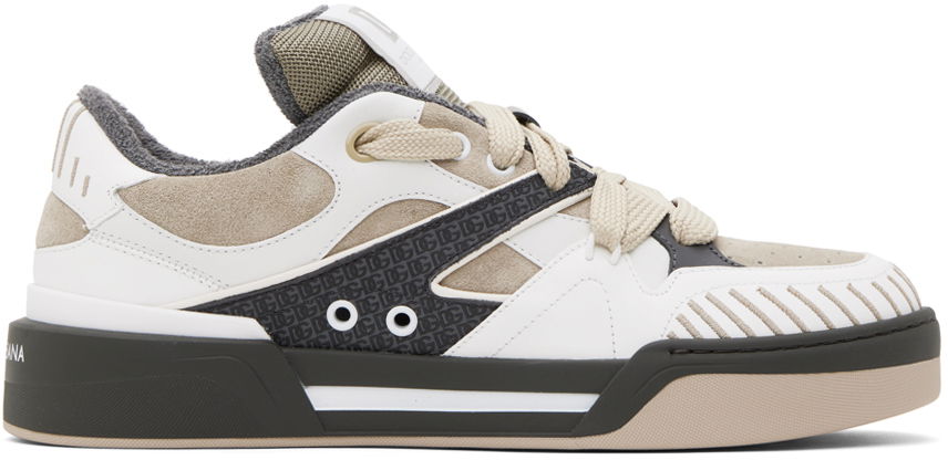Sneakers og sko Dolce & Gabbana Beige & Gray Mixed-Material New Roma Sneakers Beige | CS2211AO482, 0