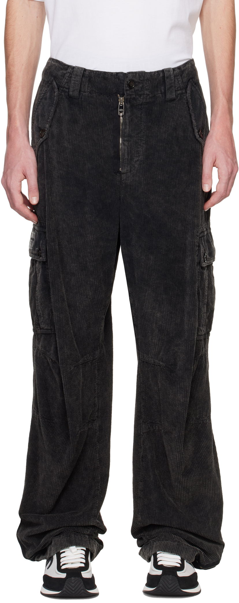 Cargo bukser Dolce & Gabbana Re-Edition Garment Dyed Cargo Pants Sort | GP0B9TG8LI1