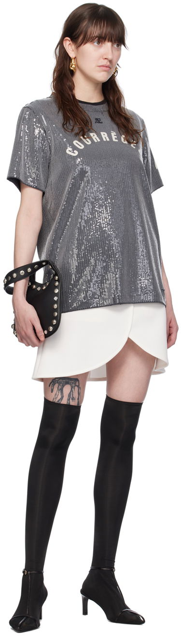 T-shirt Courrèges Courrèges Sequinned T-Shirt Grå | 124JTS008JS0136, 3