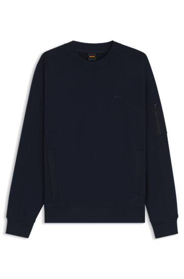 Sweatshirt BOSS Sweatshirt with Zipped Sleeve Pocket Mørkeblå | 50543458