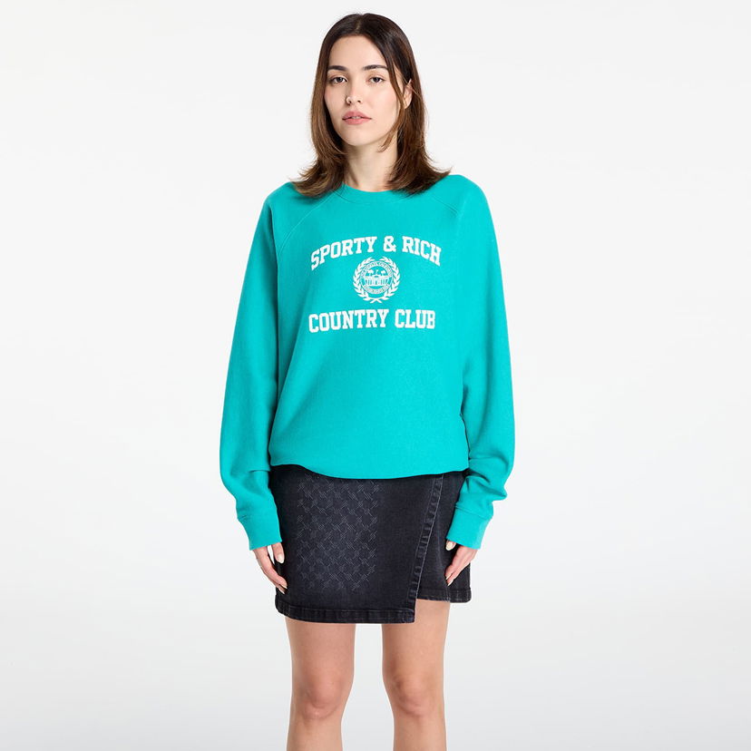 Sweatshirt Sporty & Rich Sporty & Rich Varsity Crest Soft Crewneck Sweatshirt Turkis | ST082625218GR37