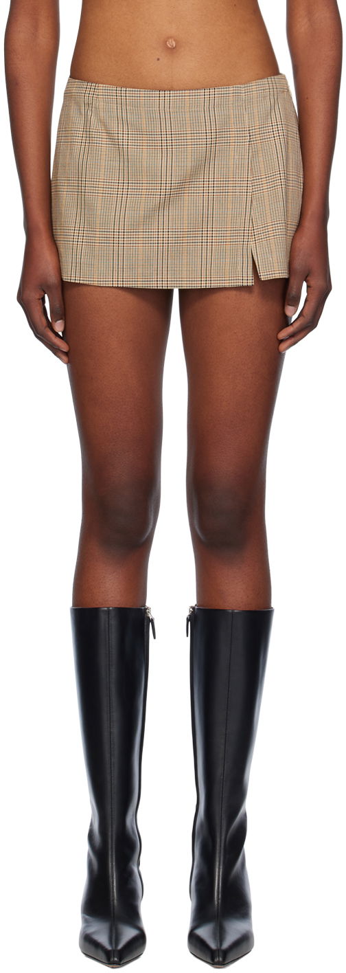 Nederdel Miaou Miaou Micro Check Miniskirt Brun | 4012BCWBRC