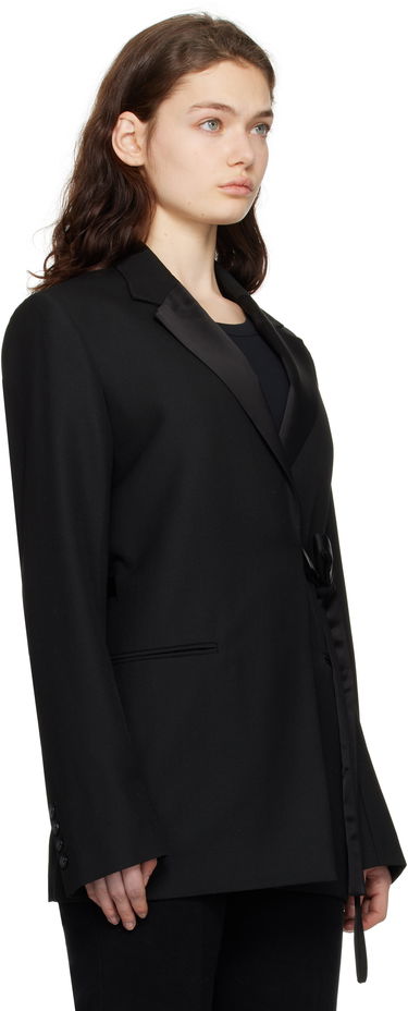 Jakke TOTEME TOTEME Satin-Lapel Wrap Blazer Sort | 251-WRZ4728-FB0026, 1