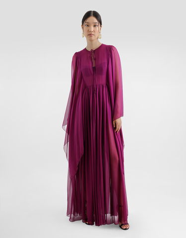 Kjole Dolce & Gabbana Dolce & Gabbana Silk Chiffon Caftan Dress with Drawstring Lilla | F6TLZTFU1ATFA130, 1