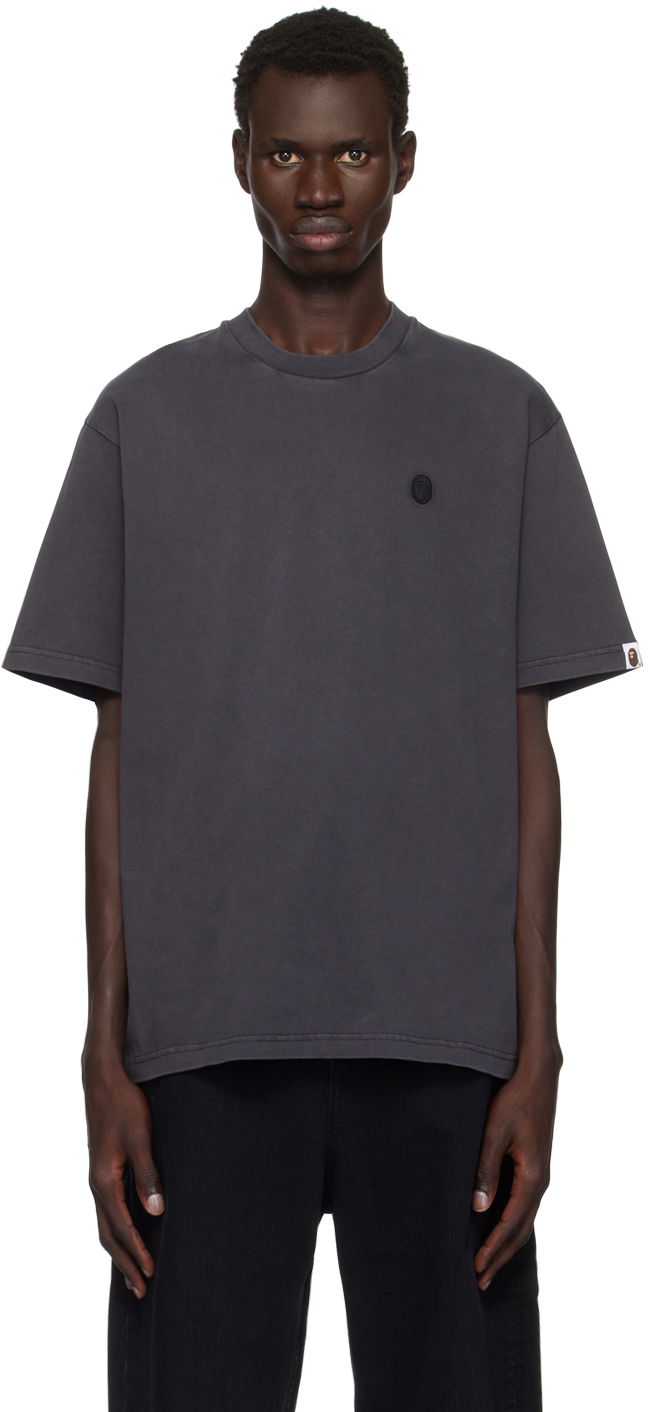 T-shirt BAPE Ape Head One Point Garment Dyed T-Shirt Sort | 0ZXTEM109305M