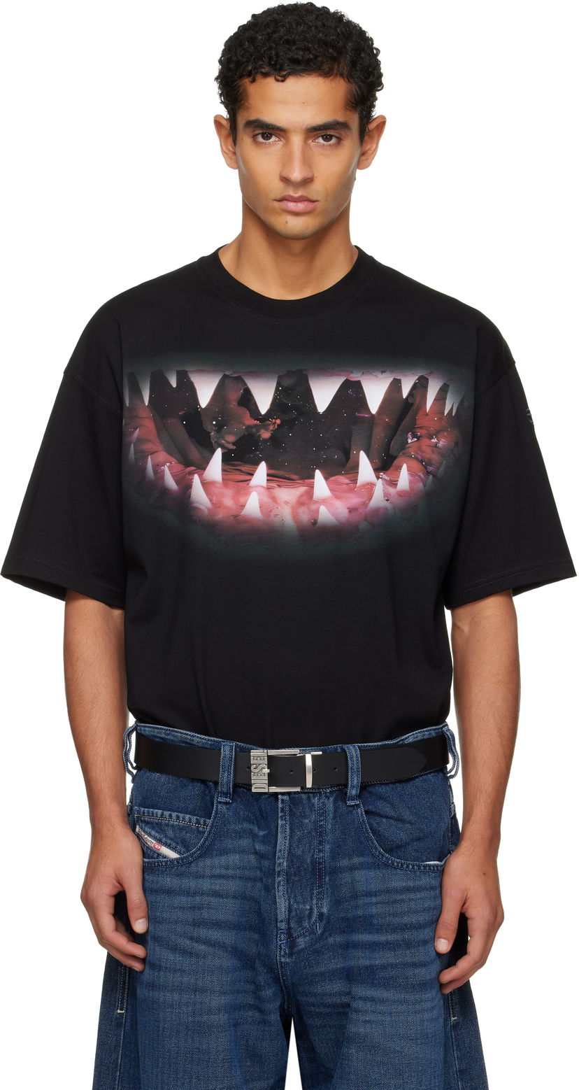T-shirt Diesel Shark Jaw Print T-Shirt Sort | A19617-0PLAT-9XX