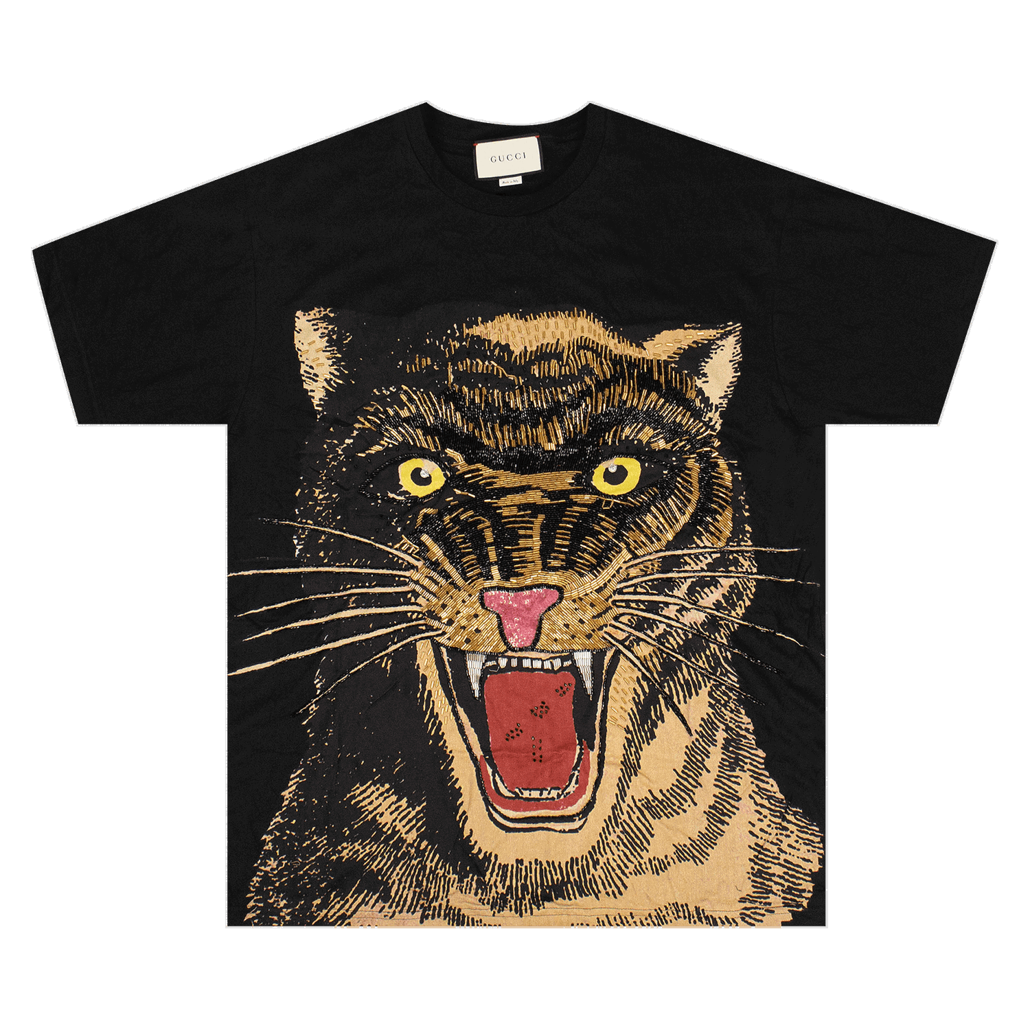 T-shirt Gucci Embroidered Tiger Oversized T-Shirt Sort | 539081 XJA8V 1082, 0