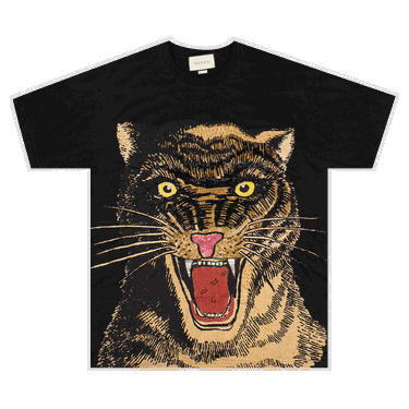 T-shirt Gucci Embroidered Tiger Oversized T-Shirt Sort | 539081 XJA8V 1082, 0