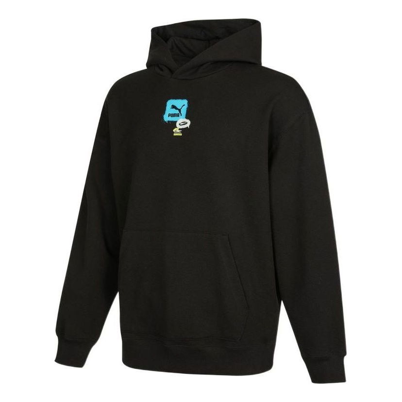 Sweatshirt Puma Oversize Graphic Logo Hoodie Sort | 536061-01