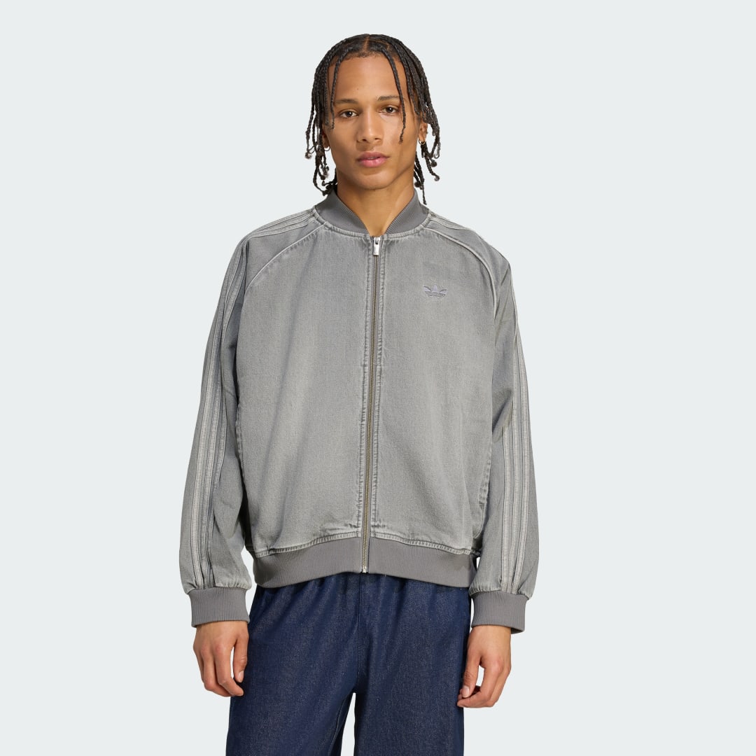 Bomberjakke adidas Performance Adicolor Loose SST Denim Track Jacket Grå | JW5915, 0