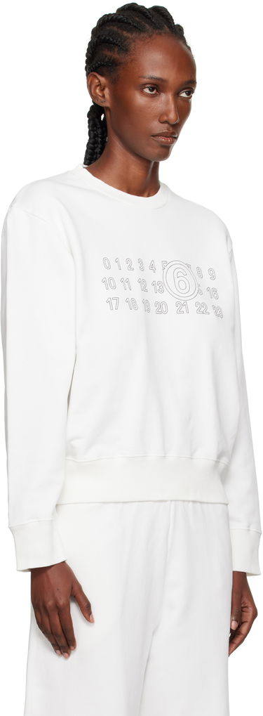 Sweatshirt Maison Margiela MM6 Maison Margiela Printed-Logo Sweatshirt Beige | S52GU0248 M25025, 4