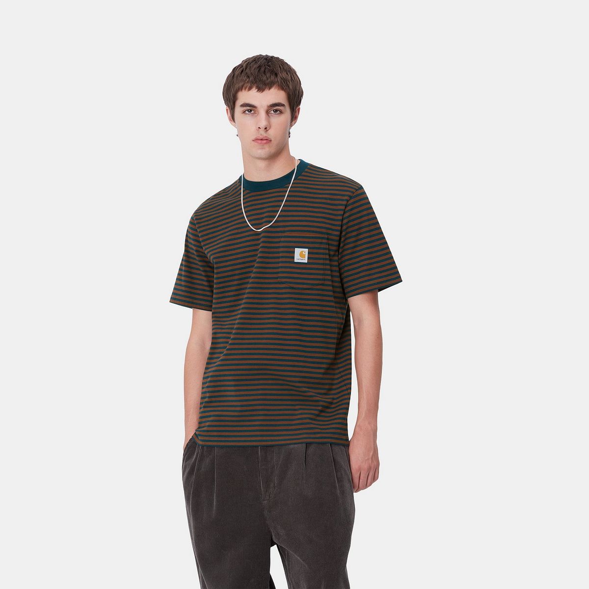 T-shirt Carhartt WIP Striped Pocket T-Shirt Brun | I033816_9, 0