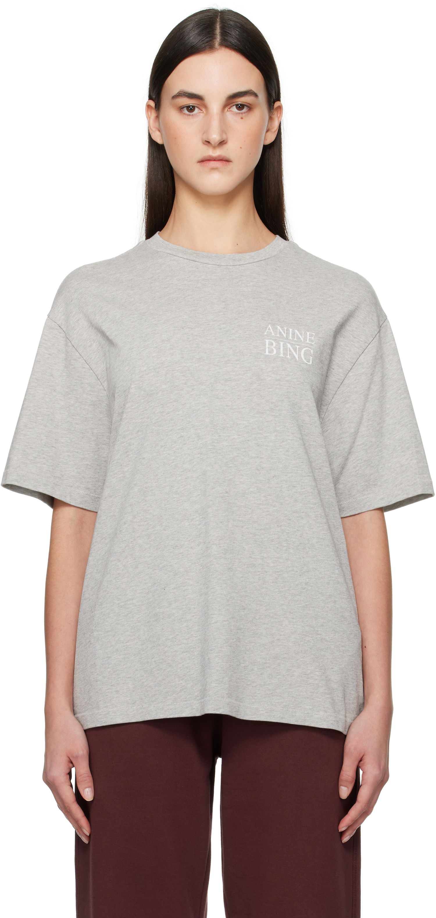 T-shirt Anine Bing Anine Bing Myers Serif T-Shirt Grå | A-08-10522-WAGR1, 0