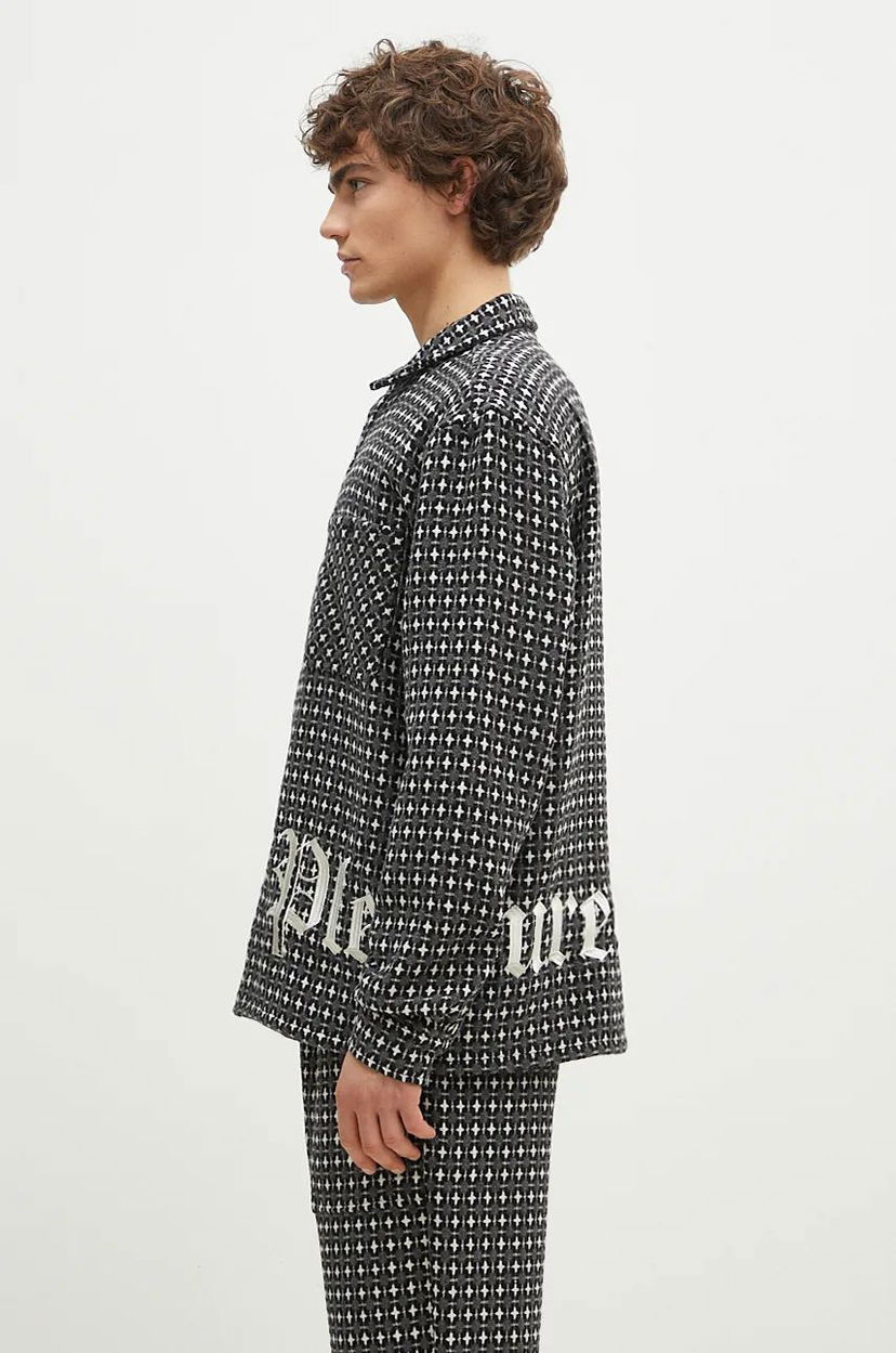 Skjorte Pleasures Cross Work Shirt With Regular Fit Grå | P24F036