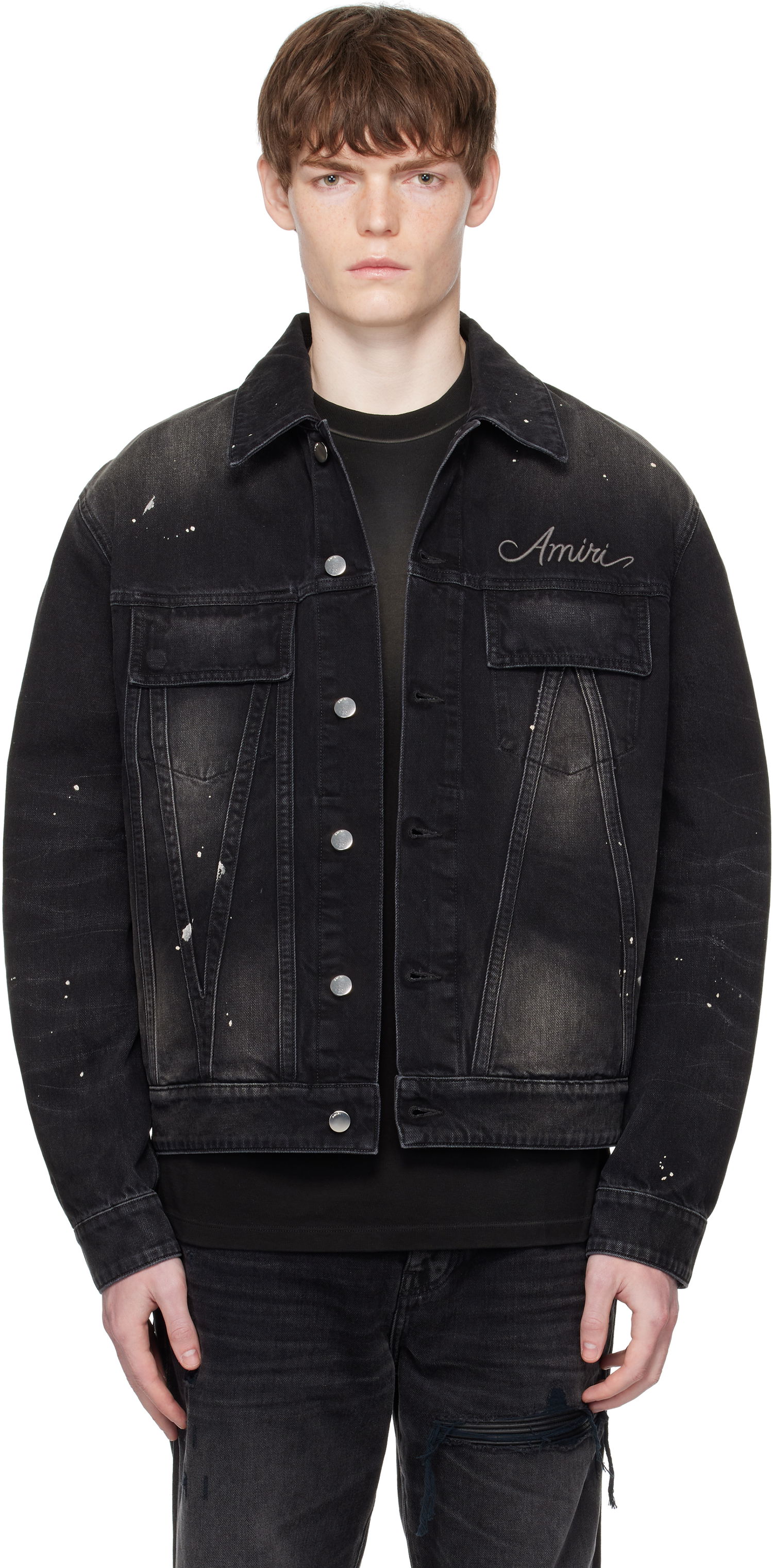 Jakke AMIRI Amiri Bleach Bandana Denim Jacket Sort | AMDNTR1025, 0